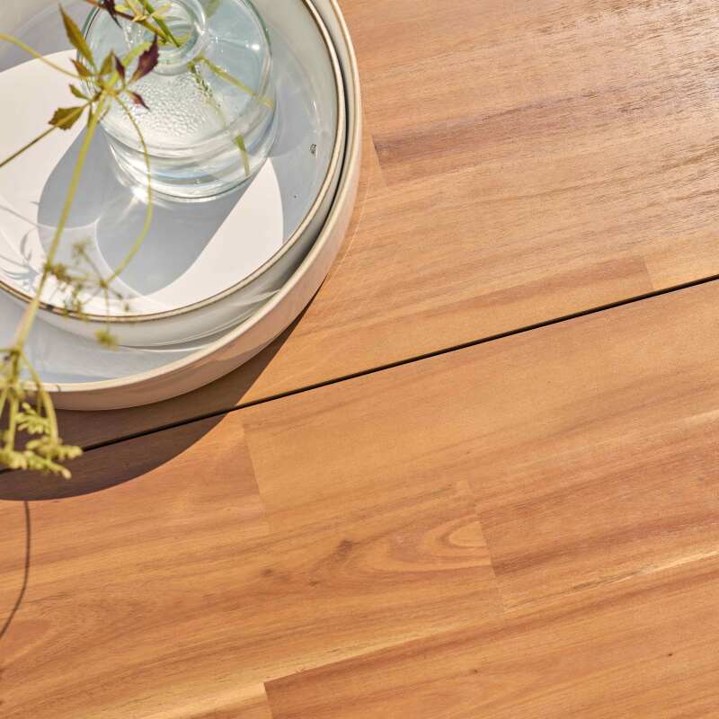 Table de jardin rectangulaire 200 x 75 cm en aluminium et bois d'acacia