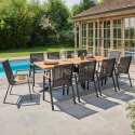 Table de jardin rectangulaire 200 x 75 cm en aluminium et bois d'acacia