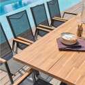 Table de jardin rectangulaire 200 x 75 cm en aluminium et bois d'acacia