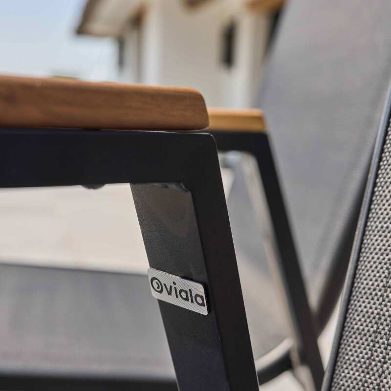 Lot de 2 chaises de jardin avec accoudoirs en aluminium et bois d'acacia