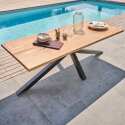 Table de jardin rectangulaire 240 x 75 cm en aluminium et bois d'acacia et 10 chaises avec accoudoirs