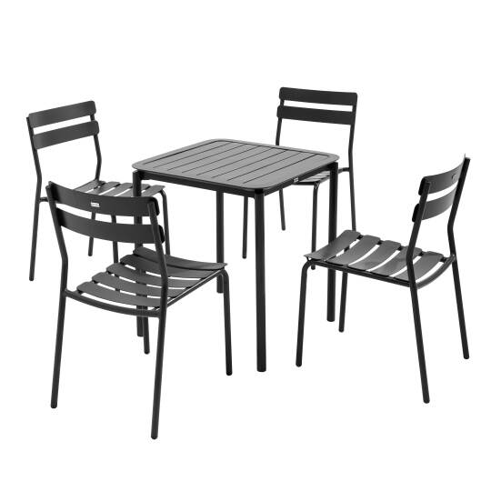 Table de jardin carrée en aluminium 70x70 cm et 4 chaises | Oviala