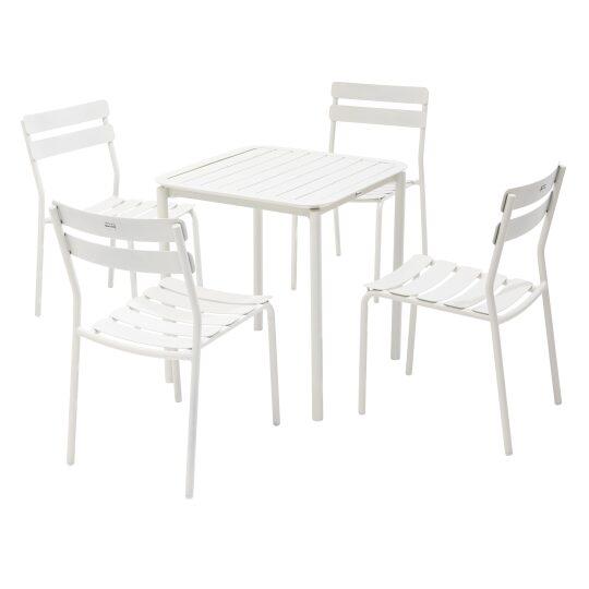 Table de jardin carrée en aluminium 70x70 cm et 4 chaises | Oviala