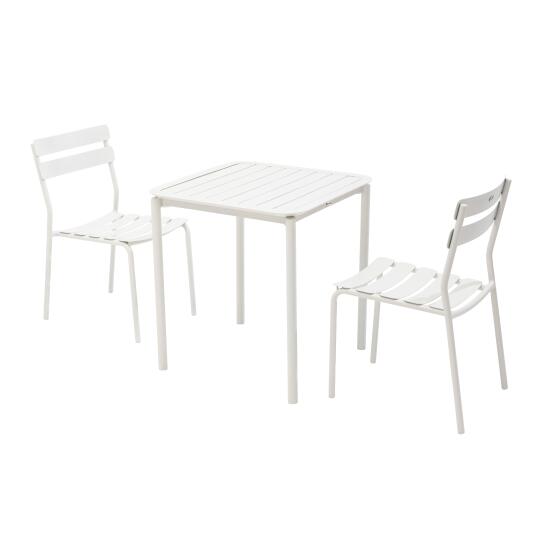 Table de jardin carrée en aluminium 70x70 cm et 2 chaises | Oviala