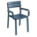 Table de terrasse carrée 70 x 70 cm et 2 chaises avec accoudoirs en aluminium