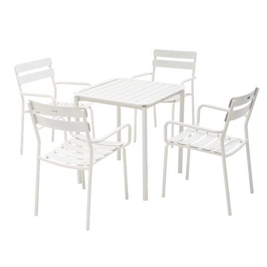 Table de jardin carrée en aluminium 70x70 cm et 4 chaises avec accoudoirs | Oviala