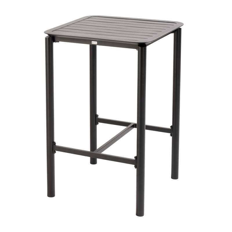 Table haute de terrasse carrée et 2 chaises en aluminium