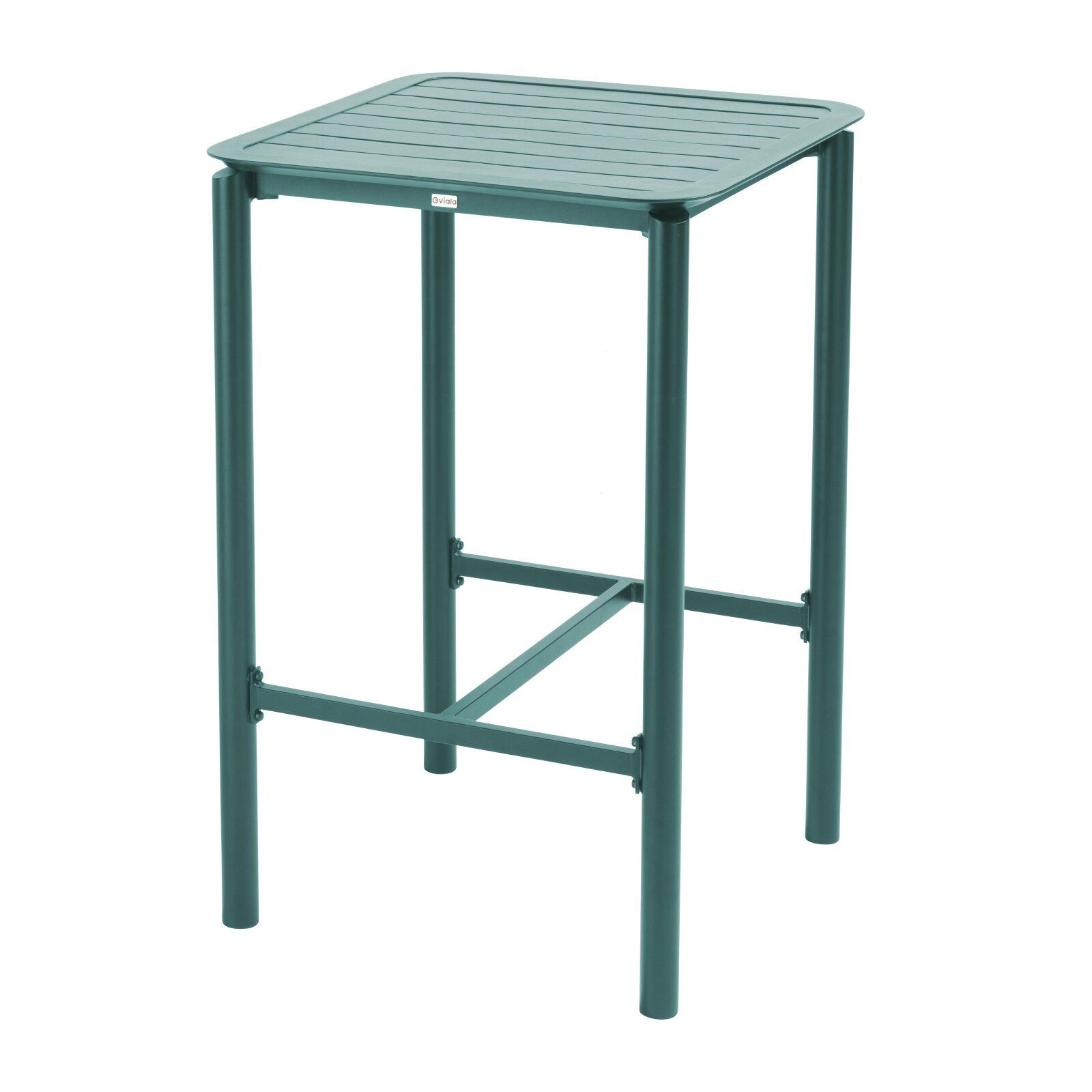 Table haute de terrasse carrée et 2 chaises en aluminium