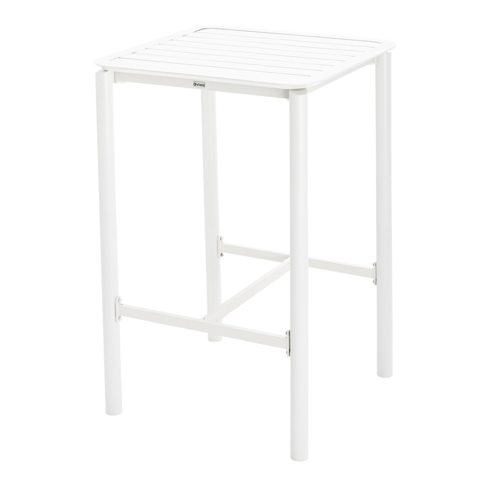 Table haute de terrasse carrée et 2 chaises en aluminium