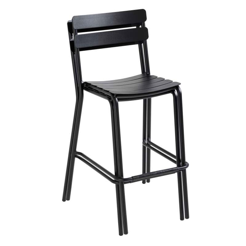 Table haute de terrasse carrée et 2 chaises en aluminium