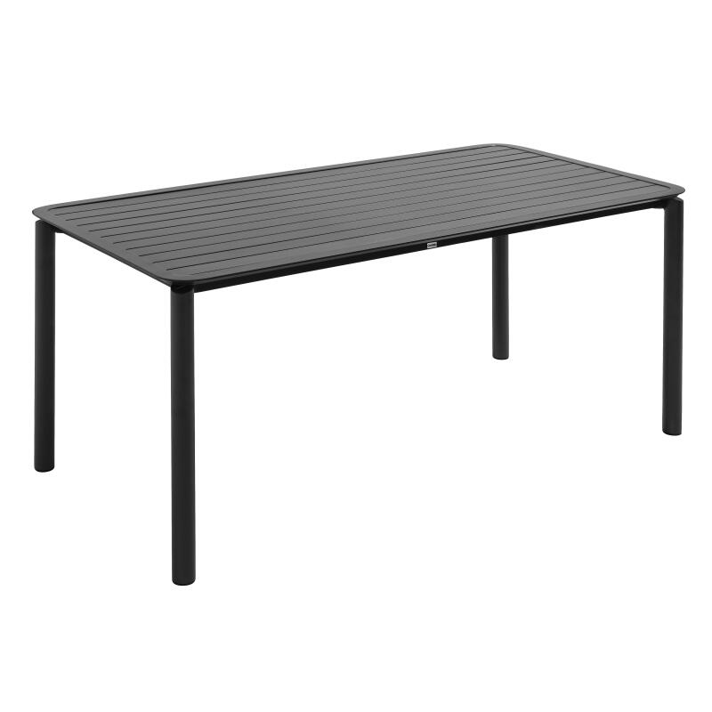 Table de terrasse rectangulaire 185 x 92 cm et 8 chaises avec accoudoirs en aluminium