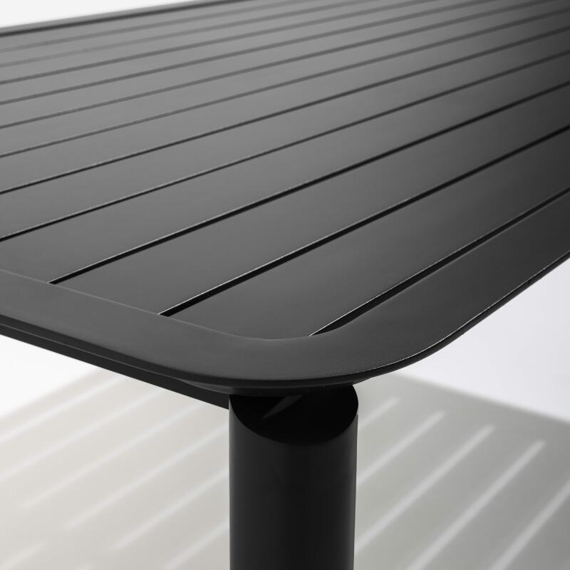 Table de terrasse rectangulaire 185 x 92 cm et 8 chaises avec accoudoirs en aluminium