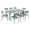 Table de terrasse rectangulaire 185 x 92 cm et 8 chaises en aluminium