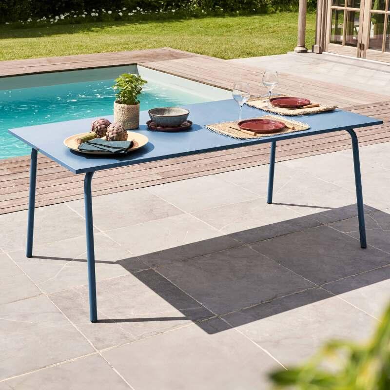 Table de jardin en métal 8 personnes 180x90 cm - Ambiance