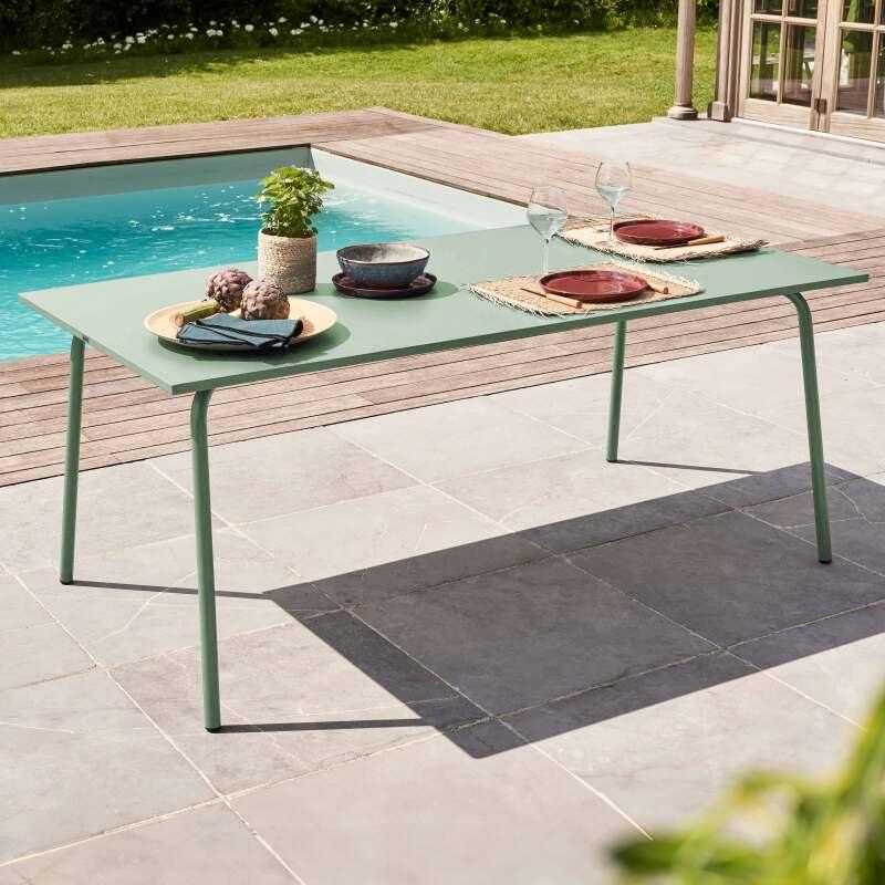 Table de jardin en métal 8 personnes 180x90 cm - Ambiance