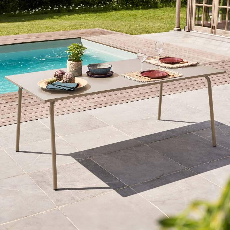 Table de jardin en métal 8 personnes 180x90 cm - Ambiance