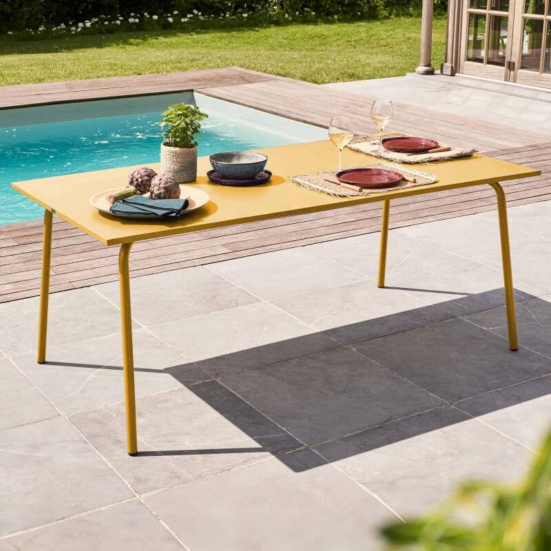 Table de jardin en métal 8 personnes 180x90 cm - Ambiance