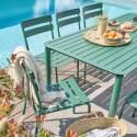 Table de terrasse rectangulaire 185 x 92 cm et 8 chaises en aluminium
