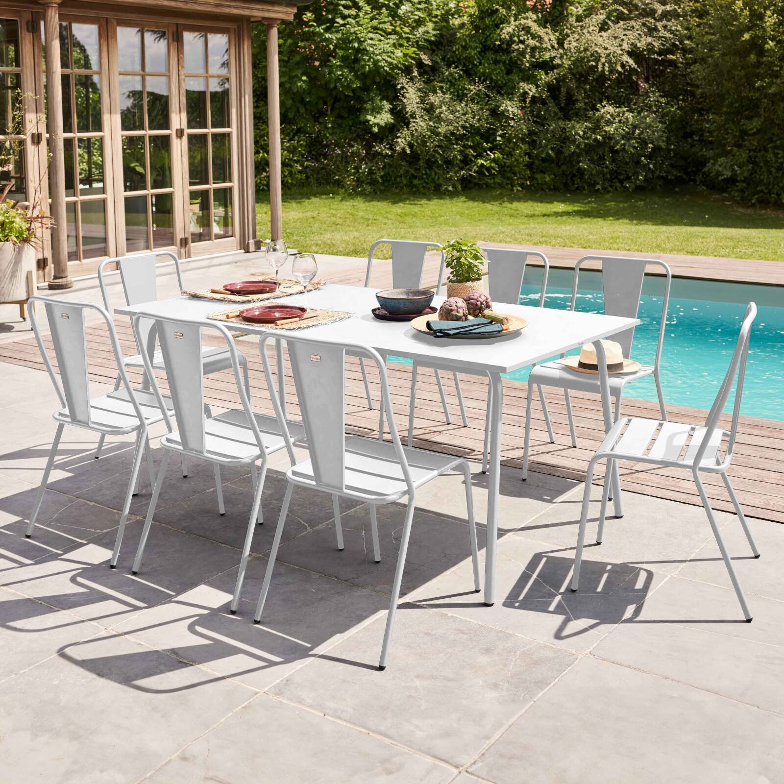 Table de jardin (180 x 90 x 72 cm) en métal design