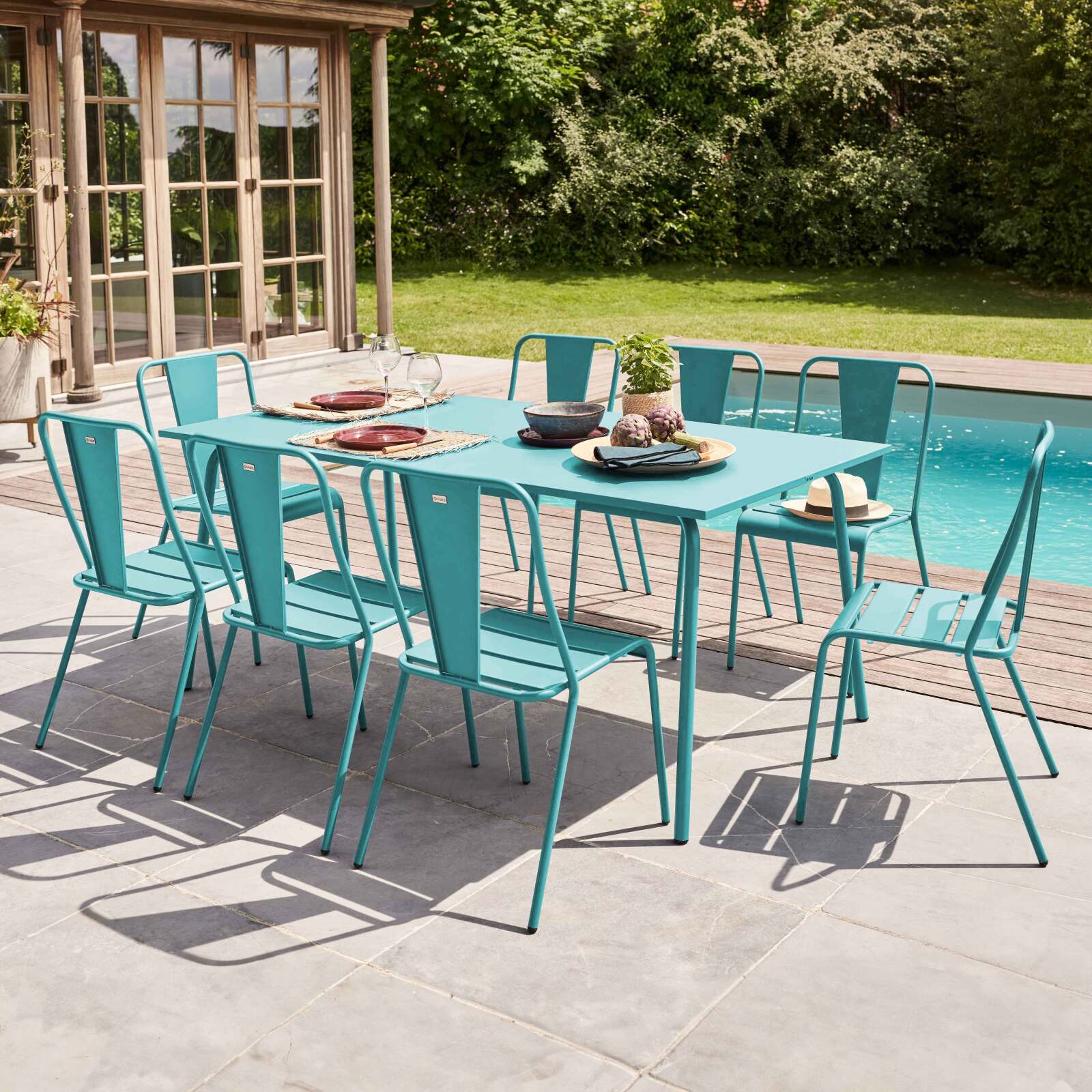 Table de jardin (180 x 90 x 72 cm) en métal design