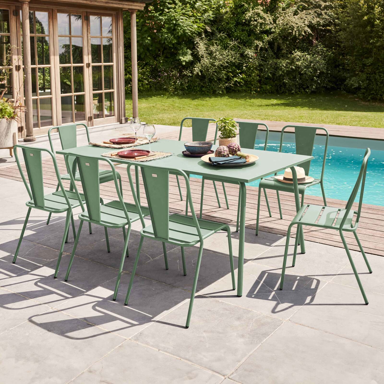 Table de jardin (180 x 90 x 72 cm) en métal design