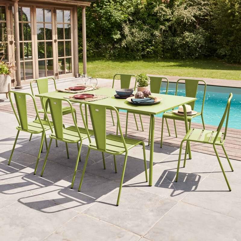 Table de jardin (180 x 90 x 72 cm) en métal design (6/7)