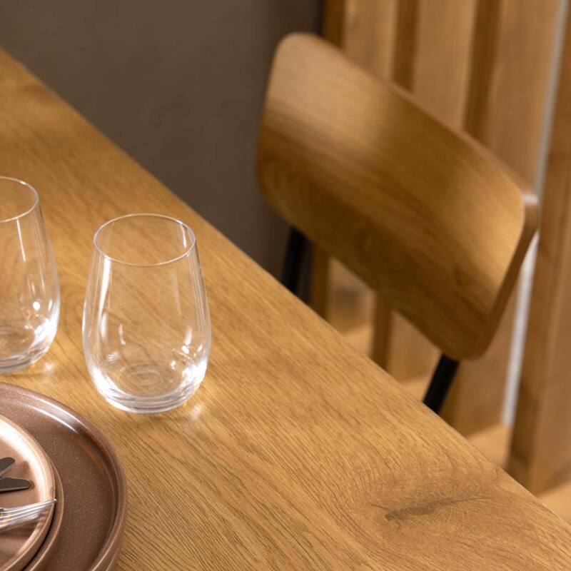 Table à manger et 4 chaises en MDF effet chêne FSC®