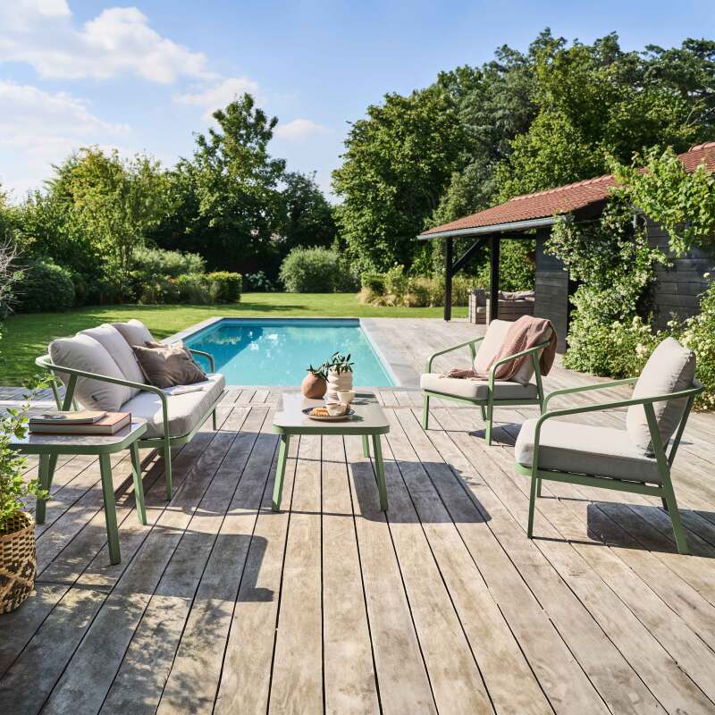 Salon de jardin 5 places en aluminium