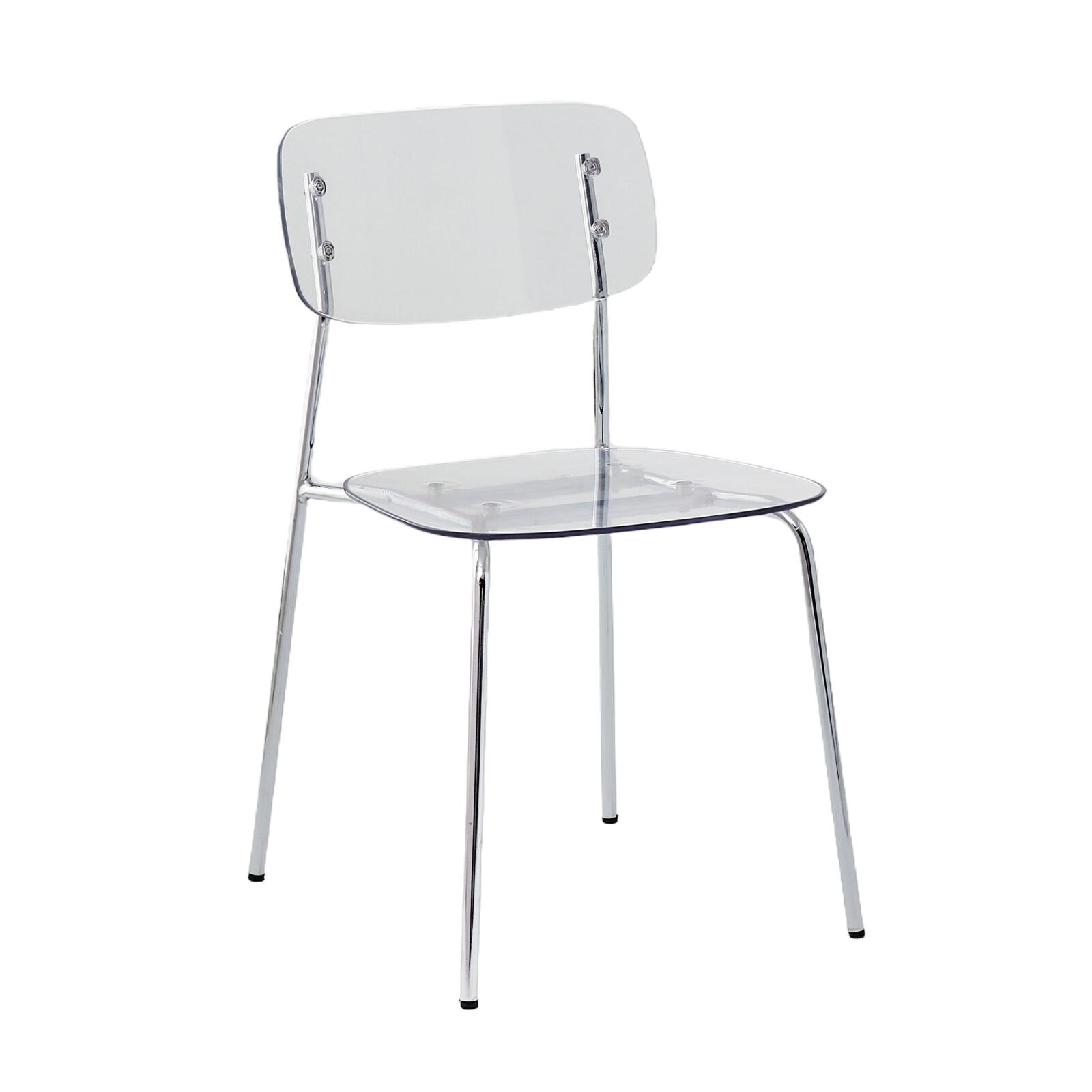 Lot de 2 chaises transparentes en acier et en PET Lot de 2 chaises transparentes en acier et en PET