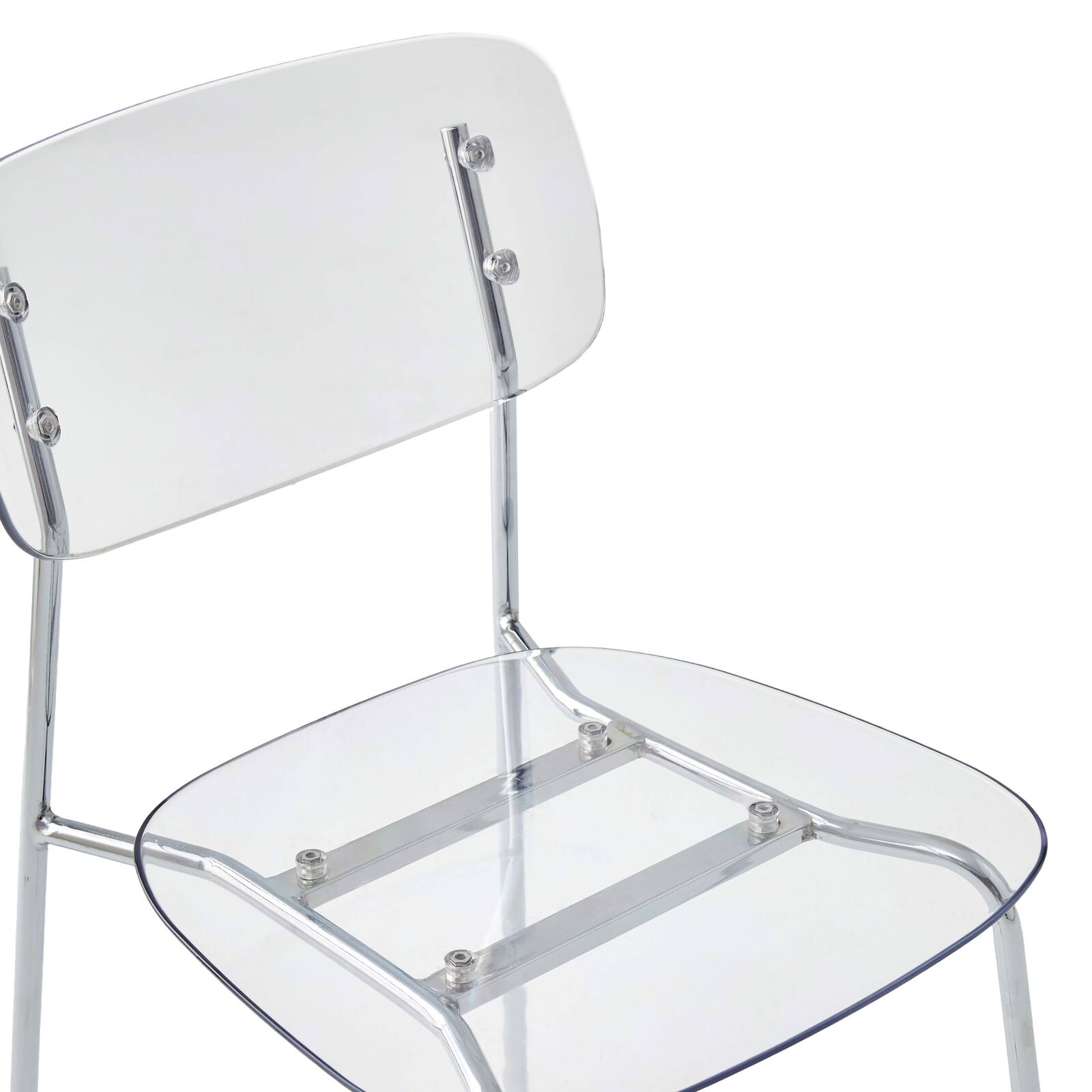 Lot de 2 chaises transparentes en acier et en PET Lot de 2 chaises transparentes en acier et en PET