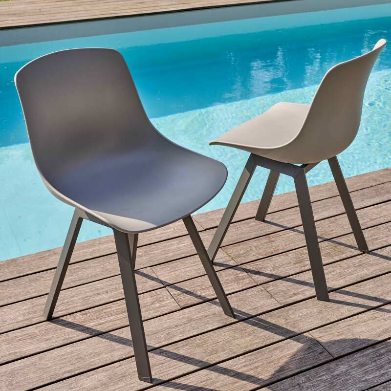 Table de jardin rectangulaire en aluminium et pierre frittée 180 x 90 cm et 8 chaises (4/7)