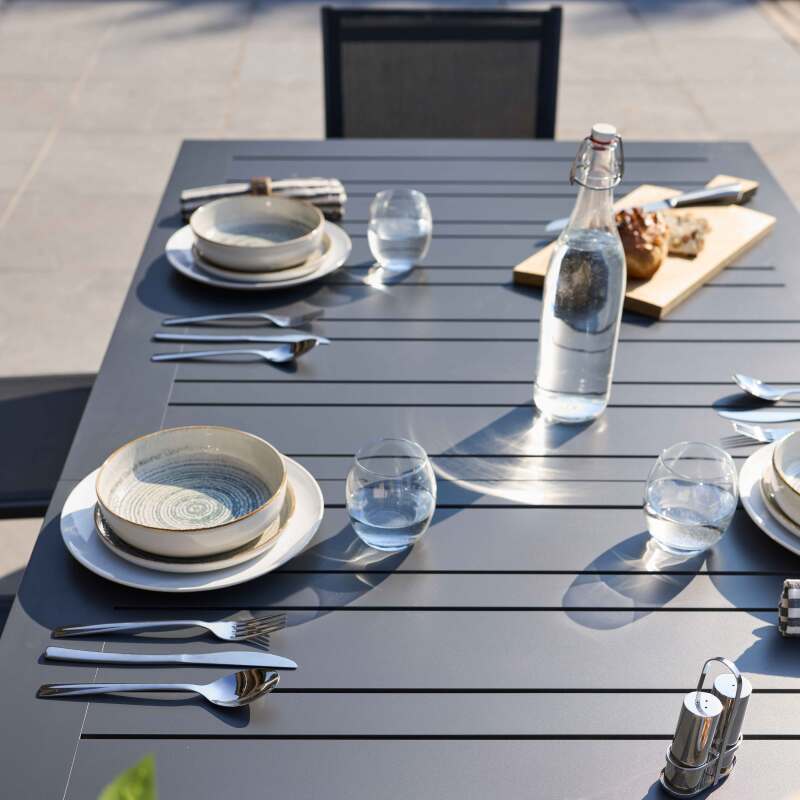 Table de jardin extensible rectangulaire avec 8 chaises et 2 chaises avec accoudoirs