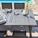 Table de jardin extensible rectangulaire avec 8 chaises et 2 chaises avec accoudoirs