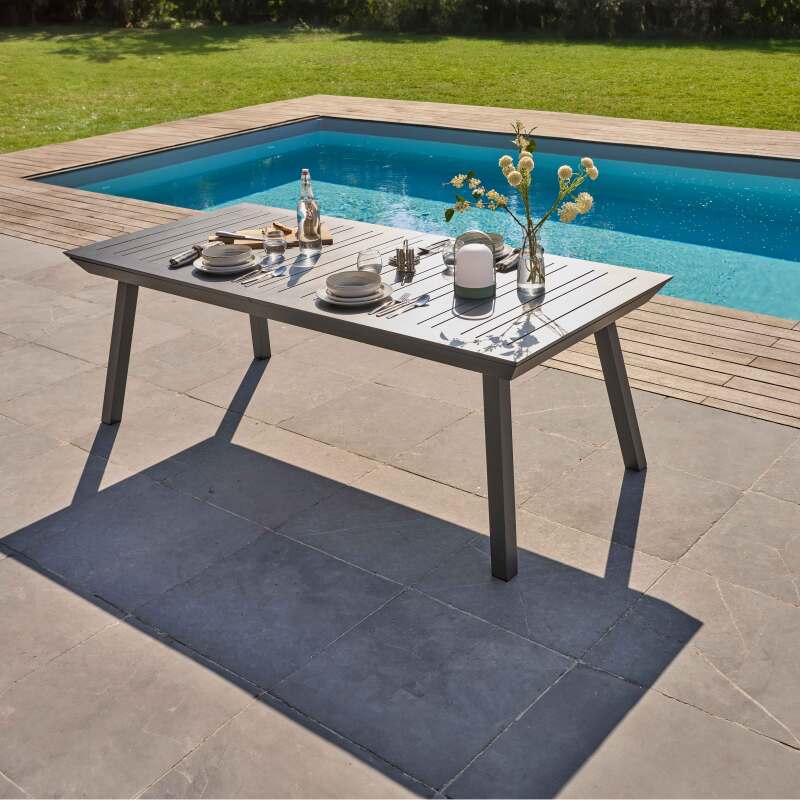Table de jardin extensible rectangulaire (216/298 x 100 x 75 cm) en aluminium