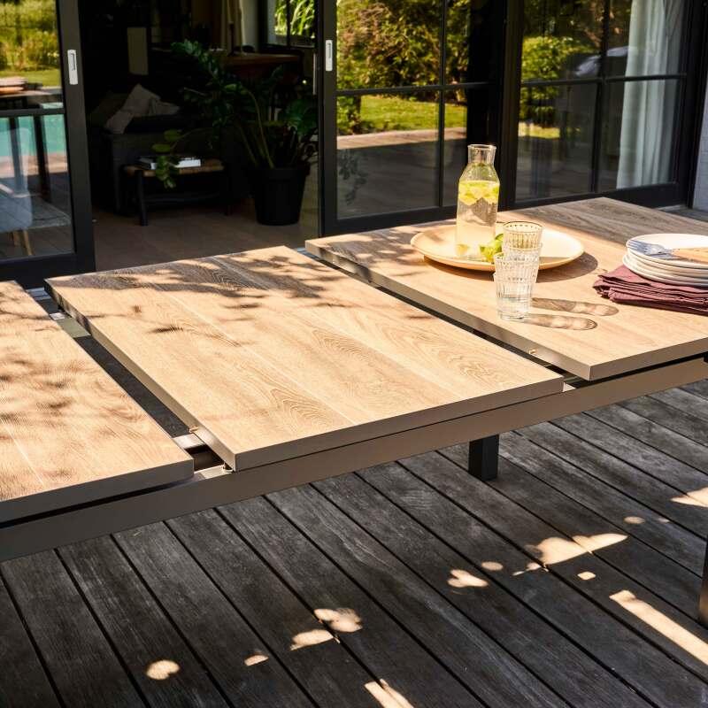 Table de jardin extensible rectangulaire (200/260 x 100 x 75 cm) en aluminium et céramique (3/7)