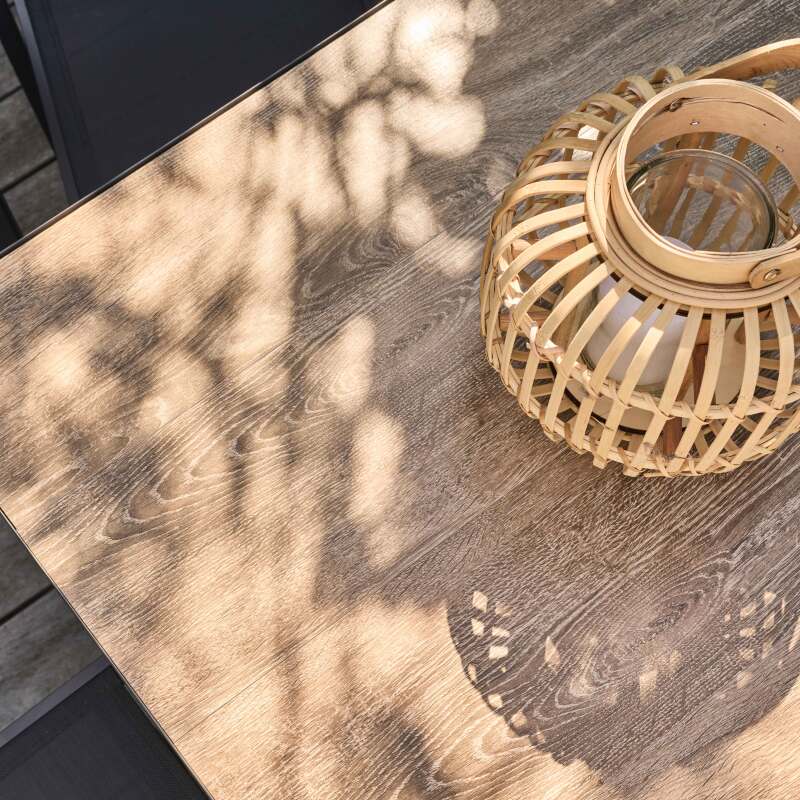 Table de jardin extensible rectangulaire (200/260 x 100 x 75 cm) en aluminium et céramique