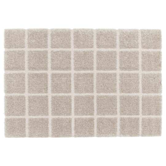 Tapis motif géométrique à poils longs shaggy en matière recyclée rectangulaire | Oviala