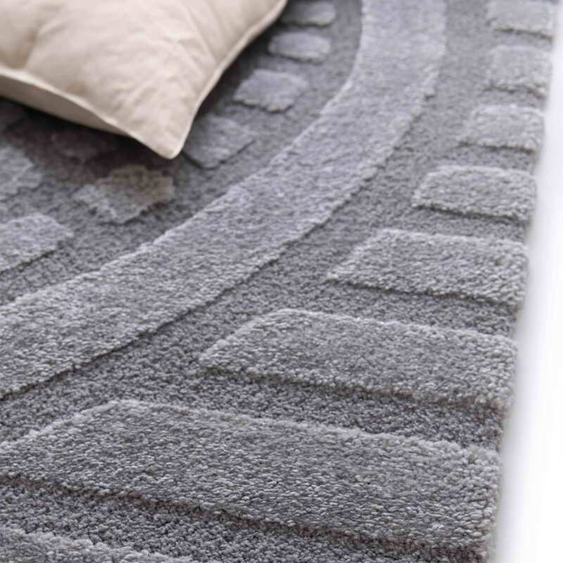 Tapis shaggy rectangulaire en polyester et polypropylène