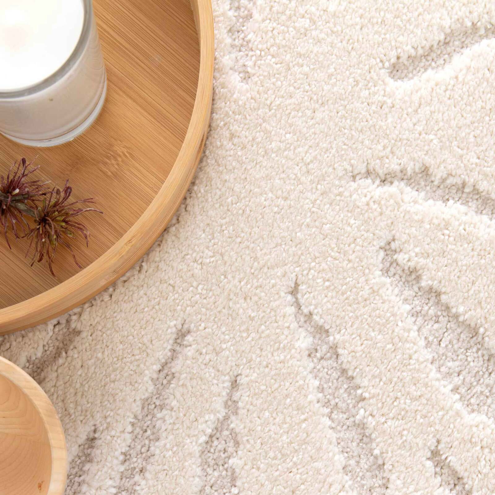 Tapis shaggy rond en polyester et polypropylène