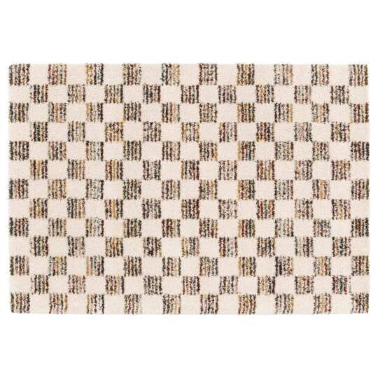 Tapis motif géométrique à poils longs shaggy rectangulaire | Oviala