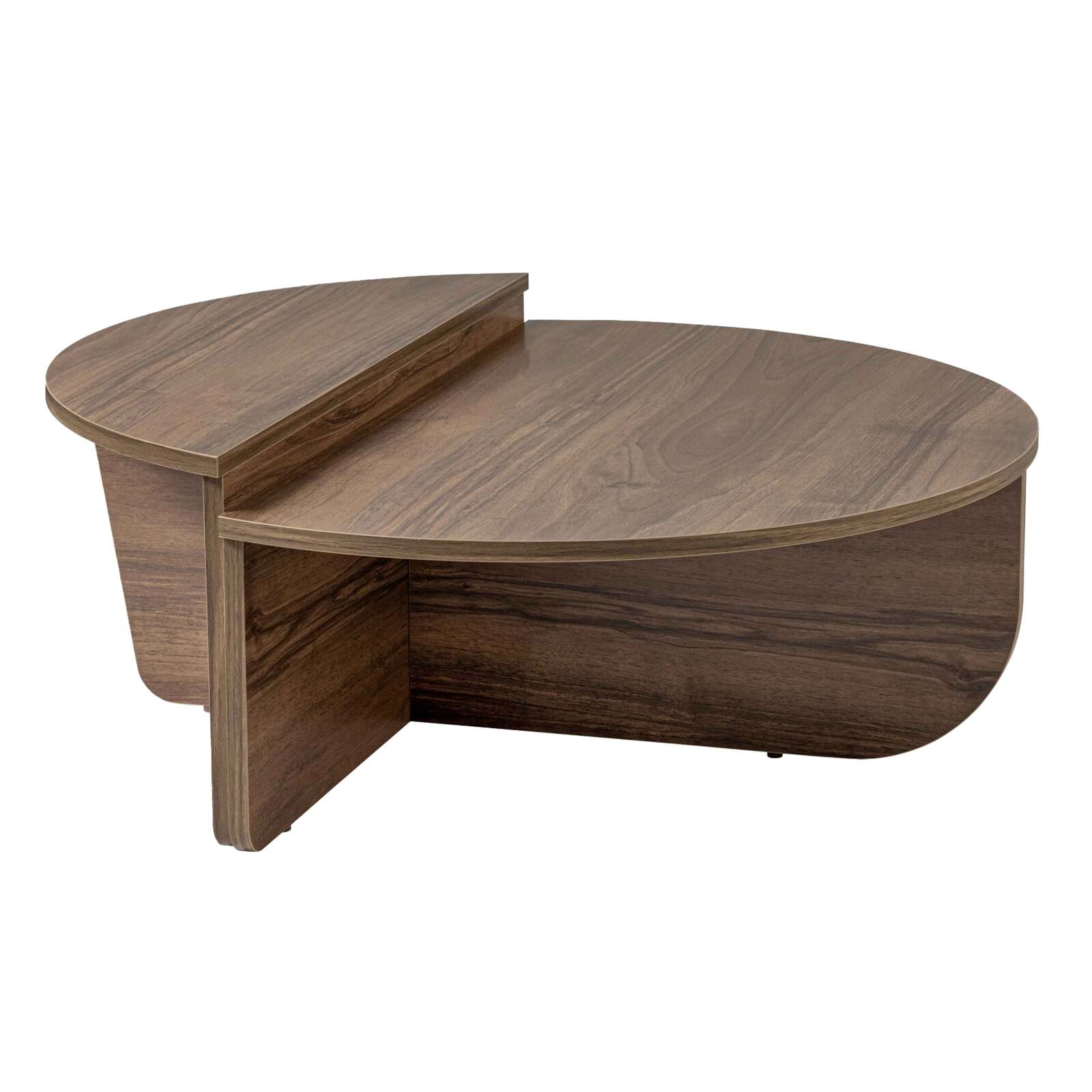 Table basse ovale en mélaminé effet bois