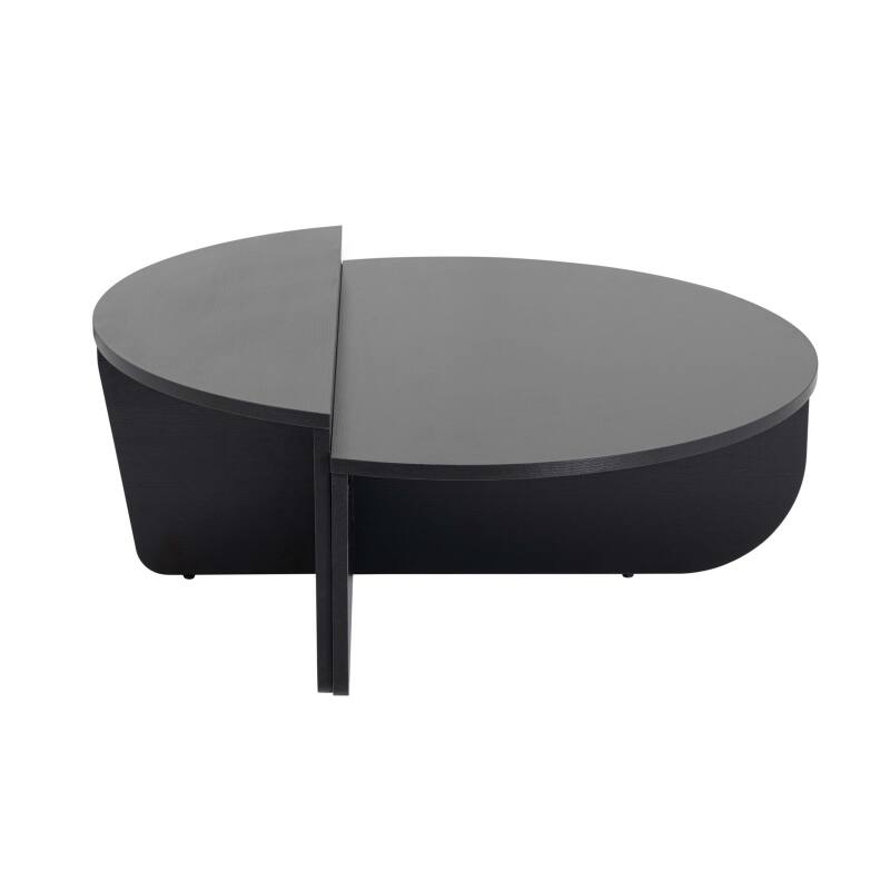 Table basse ovale en mélaminé effet bois