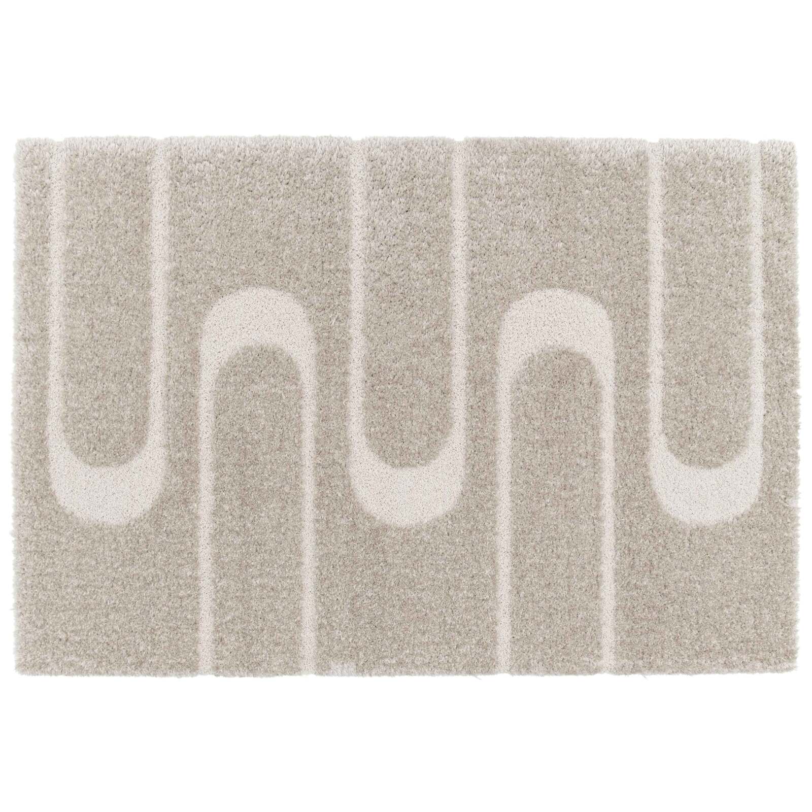 Tapis shaggy rectangulaire en polyester recyclé motif géométrique à poils longs