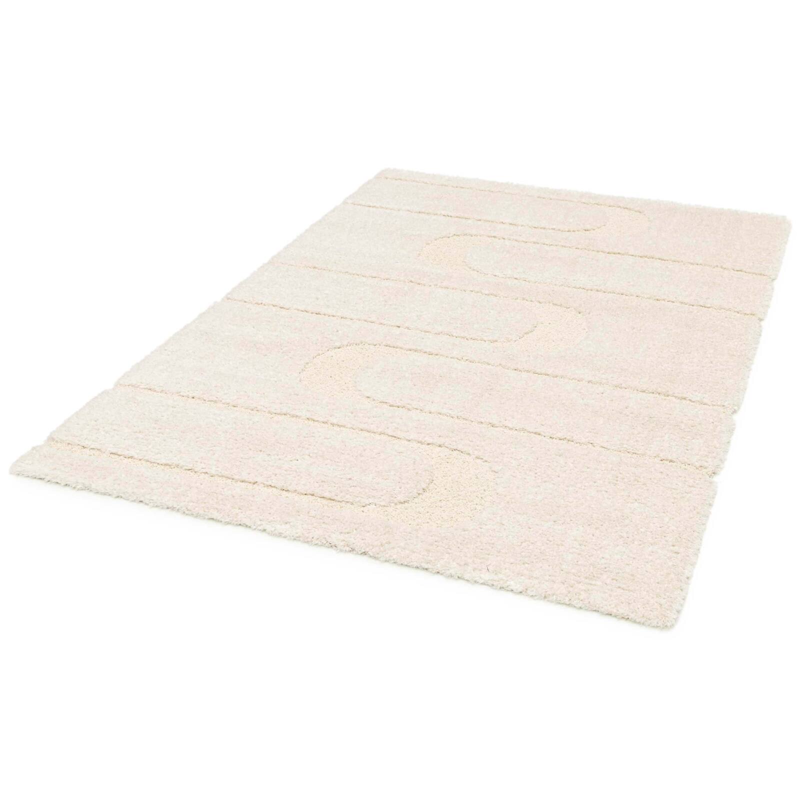 Tapis shaggy rectangulaire en polyester recyclé motif géométrique à poils longs