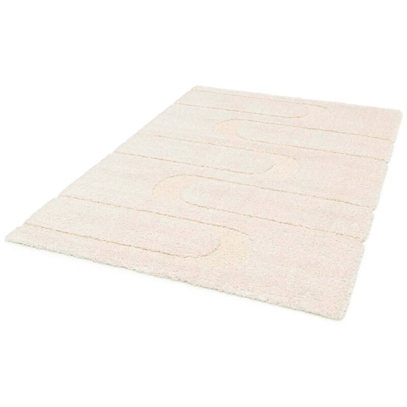 Tapis shaggy rectangulaire en polyester recyclé motif géométrique à poils longs