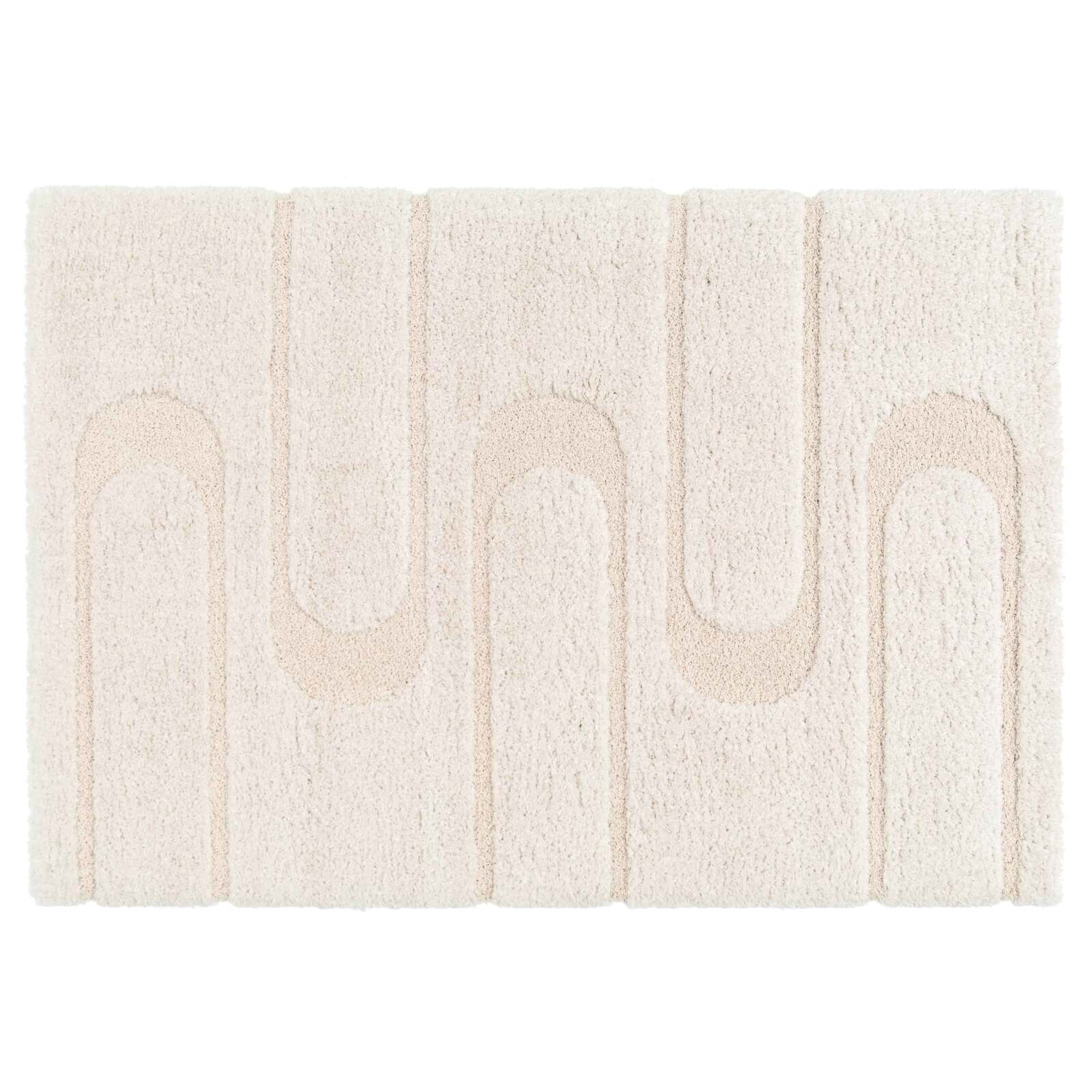 Tapis shaggy rectangulaire en polyester recyclé motif géométrique à poils longs