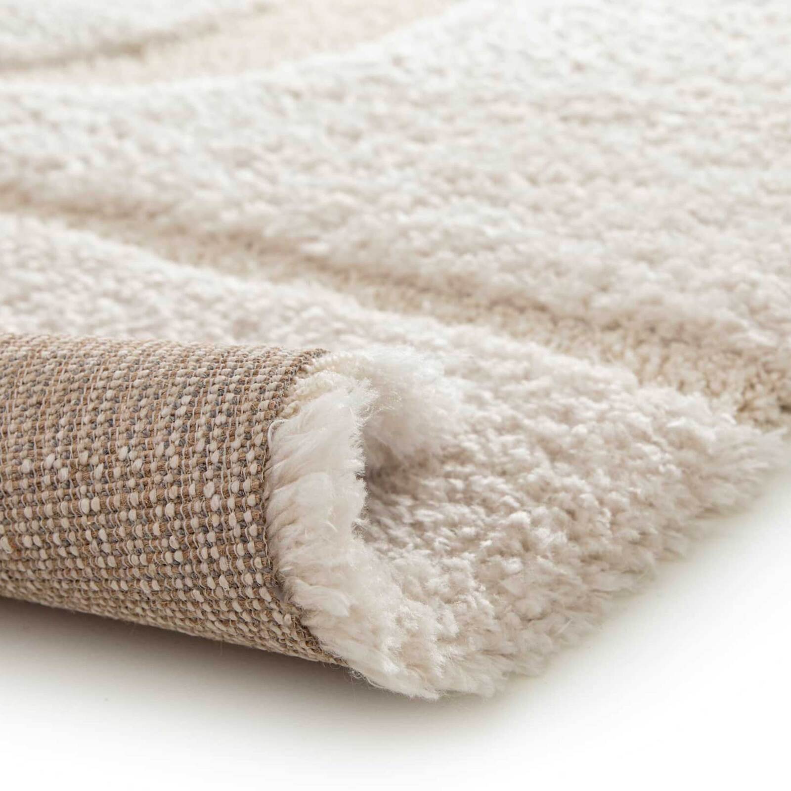 Tapis shaggy rectangulaire en polyester recyclé motif géométrique à poils longs