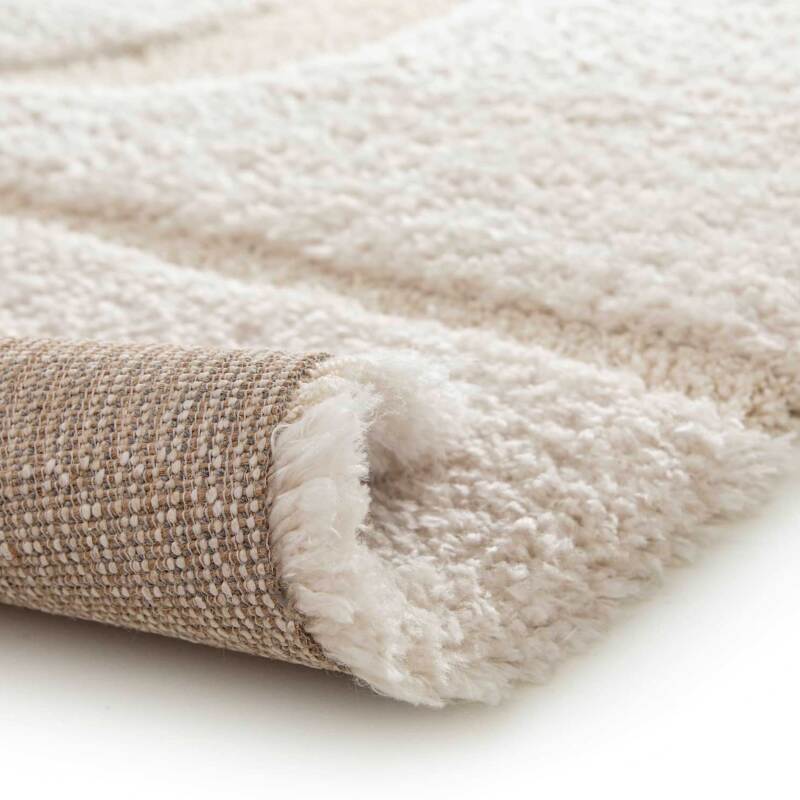 Tapis shaggy rectangulaire en polyester recyclé motif géométrique à poils longs