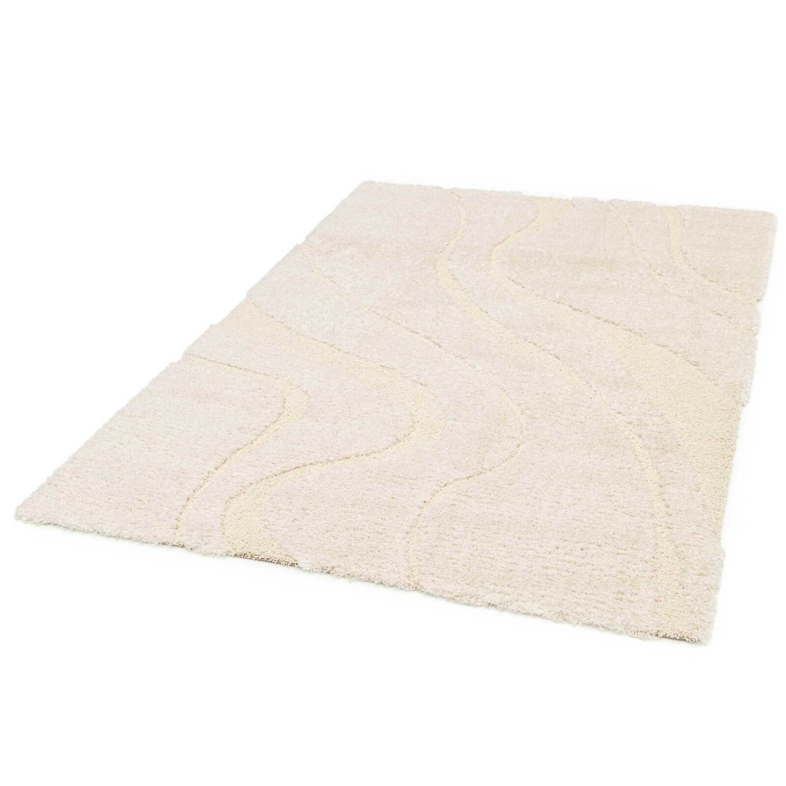 Tapis shaggy rectangulaire en polyester recyclé motif géométrique à poils longs