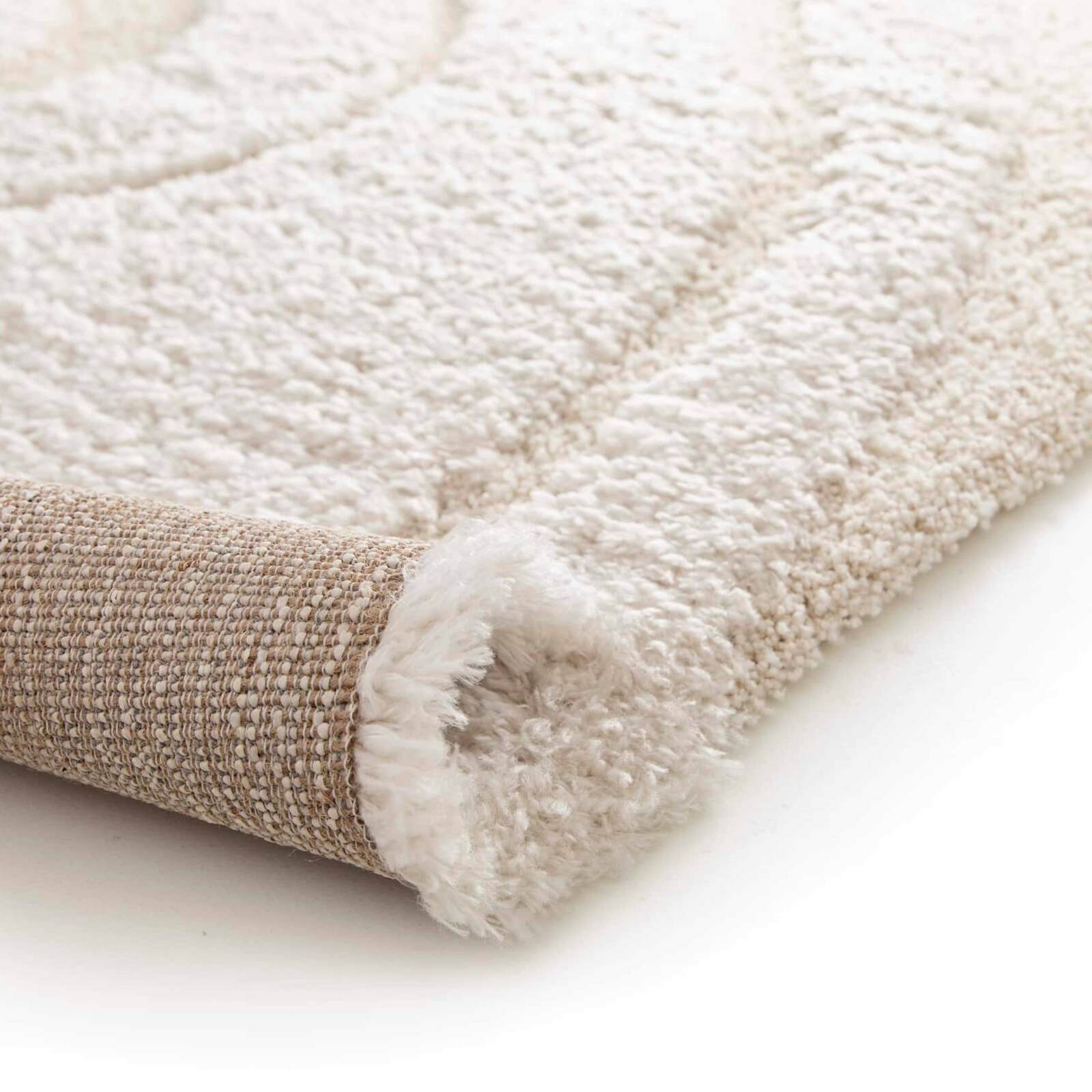 Tapis shaggy rectangulaire en polyester recyclé motif géométrique à poils longs